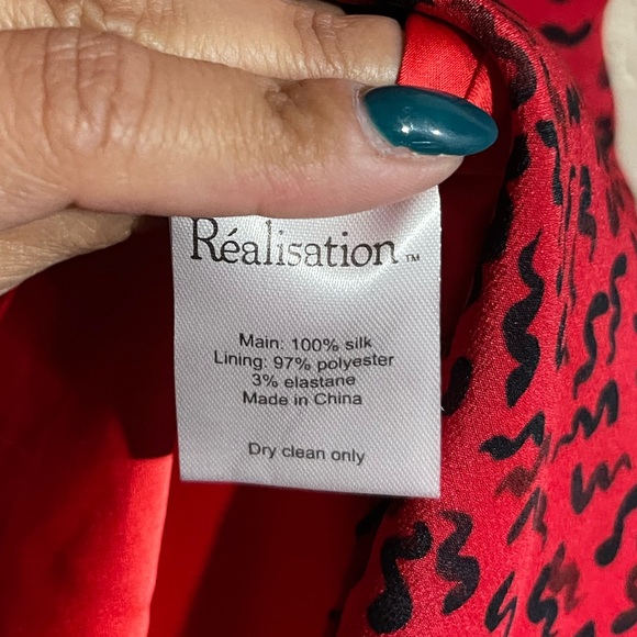 Realisation Par | The Venus Silk Dress in red squiggle size small - Picture 6 of 7